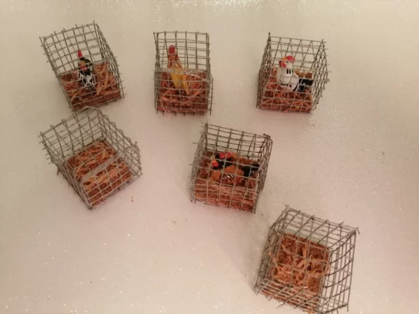 Set de 3 Jaulas Con Gallinas