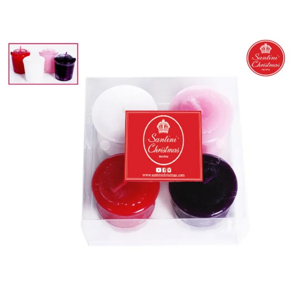 Set de 4 velas decorativas, 10.5 × 10.5 × 5.3 cm